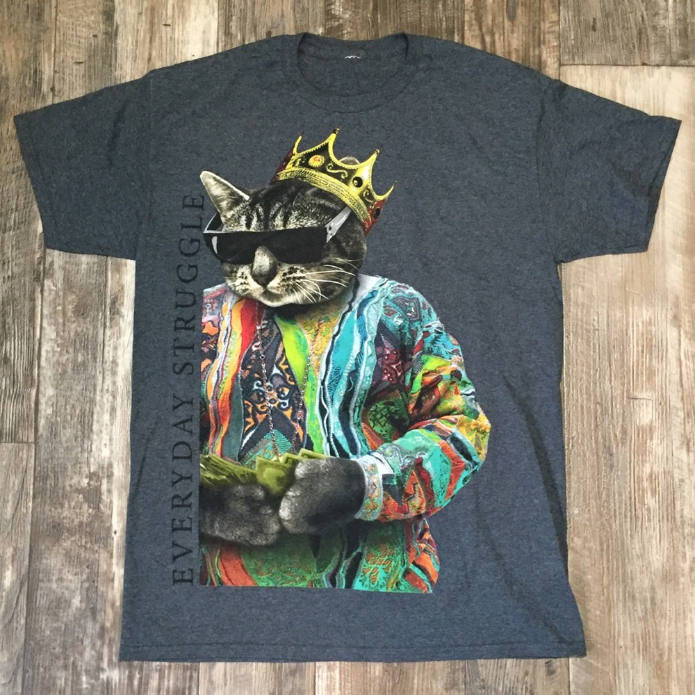 Graphic T-shirt king cat everyday struggles